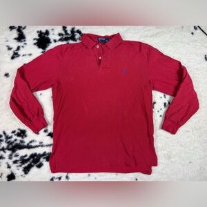 Polo By Ralph Lauren Men's Red Long Sleeve Polo Shirt